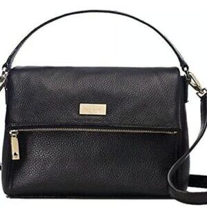 Kate Spade New York Highland Place Mini Maria Leather Crossbody, Black with Gold